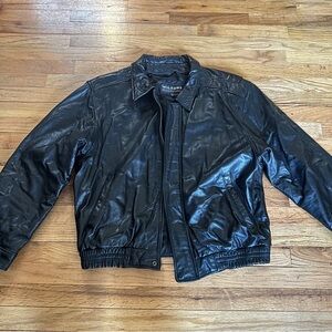 Wilsons Leather Cinched Collared Bomber Winter Biker Jacket Men's Size Large